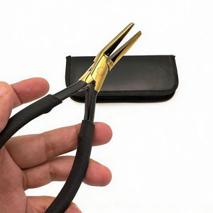 Custom Logo Curved Flat Nose Hair <b>Extension</b> Pliers Black Gold Stainless Steel <b>Micro</b>-beads Pressing Curved Hair <b>Extension</b> Tools - Product Image 2