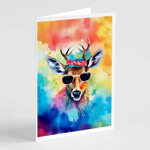 Whimsical A7 Size <b>5x7</b> New Hippie Animal Deer Blank Note Greeting Cards Pack of 8 with <b>Envelopes</b> - Product Image 1