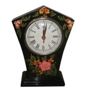 Handcrafted Silent Desk <b>Clock</b> Black Case Gold Ornamental Patterns Roman Numerals Floral Base Art Deco Elegant <b>Mechanical</b> Home - Product Image 2
