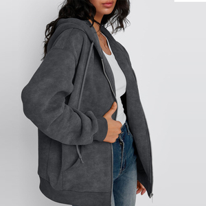 <b>Top</b> Seller Custom <b>Distressed</b> Streetwear Zip Hoodie Women Front Logo 100% Cotton Eco-Friendly Casual Winter Wear Customized - Product Image 3