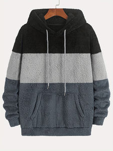 เสื้อฮู้ดดี้ผู้ชายสีดำ เทา และขาว แบบมีกระเป๋าจิงโจ้ รับผลิตแบบ OEM ODM ขายส่งเสื้อผ้า - Product Image 5