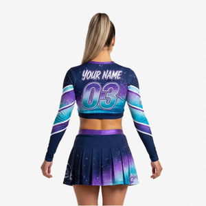 Tenue de cheerleading haute performance compétitive, édition Elite, tissu extensible 4 directions, impression numérique, strass, polyester, uniforme de cheerleading doux - Product Image 3
