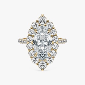 Bague de fiançailles de luxe en or 14 carats avec diamant Moval de 2,50 carats et halo, pour les détaillants de mariages - Product Image 2