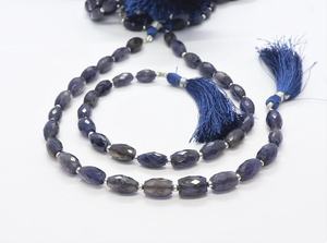 AAA Natural Iolite Faceted Cylinder Shape Beads 6x10MM Iolite Gemstone Beads 10 Inch Strand Faceted Iolite Fancy Oval Shape Bead - Product Image 3