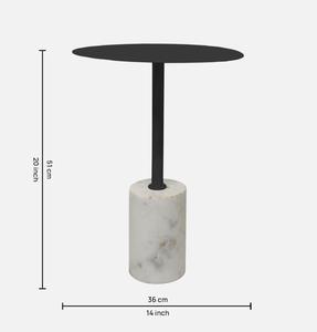 Minimalist <b>Round</b> Marble <b>Side</b> <b>Table</b> With <b>Black</b> Metal Top Indoor Living Room Furniture Decor - Product Image 2