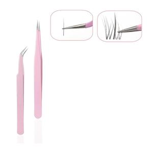 Pink Precision Eyelash Tweezers Stainless Steel Smooth Tip For Eyelash <b>Extension</b> - Product Image 2