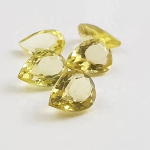8x12mm Natural Lemon Quartz Faceted Pear Cut Loose Gemstone Handmade For Jewelry Pendant <b>Bracelet</b> Making At 100% Lowest Price - Product Image 1