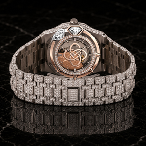 Montre en diamant moissanite avec logo personnalisé, montre de luxe pour homme, entièrement sertie de pierres VVS, bracelet en pierres - Product Image 3