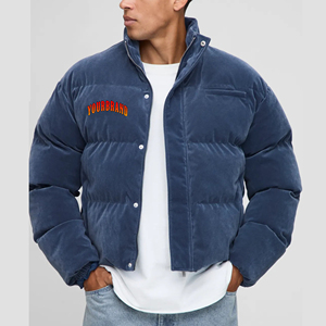 Veste matelassée bleue brillante de qualité supérieure pour homme, col montant, chaude pour l'hiver, idéale pour l'extérieur et les tenues décontractées - Product Image 4