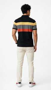 Oneten <b>Men's</b> <b>Black</b> Color Block Striped <b>Polo</b> Shirt Short Sleeve Casual Regular Fit Top - Product Image 5