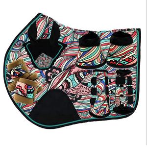 Juego de almohadillas de sillín de doma ecológica Pastel relleno de poliéster salto equino Numnah sublimación Logotipo de Color personalizado perfecto - Product Image 1