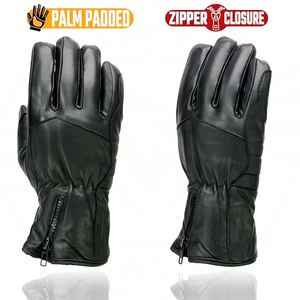 Samroz Sports Leather Men's Leather Gauntlet Lined Motorcycle Hand <b>Gloves</b> - Product Image 4