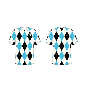 T-shirt à manches courtes pour homme, motif Argyle, imprimé par sublimation, col rond, vêtement décontracté, coupe classique, bleu, noir, blanc, polyester - Product Image 1