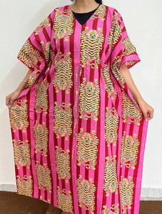Vestido Kaftán de Algodón Estampado para Mujer, Corte Fluido, Estampados Atractivos, Construcción Ligera y Cómodo para Uso Diario - Product Image 5