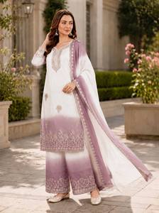 Designer Ombre Pakistani Salwar Kameez Suit Dupatta Embroidered Palazzo Set Winter Summer Party Wear Festive Ethnic Dress Women - Product Image 1