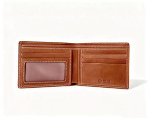 [In Stock][Retail Price] Top Quality Handmade Castello Genuine Nubuck Leather <b>RFID</b> <b>Men</b> Bi-fold <b>Wallet</b> Black Brown Light Brown - Product Image 1