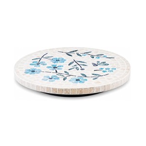 Bandeja giratoria redonda de capiz para servir, organizador decorativo de lujo, bandeja giratoria para uso en la cocina, hecha en Vietnam. - Product Image 1