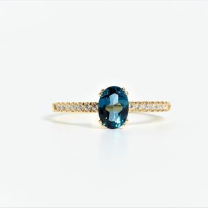 Anillo ovalado de zafiro, plata de ley 925, chapado en oro de 14 quilates, con circonita cúbica, piedra de nacimiento de septiembre, anillo de promesa para mujer, regalo. - Product Image 4