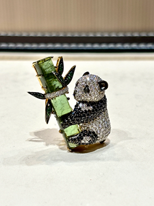 Broche en cristal et strass Panda avec motif bambou, bijoux unisexes, cadeau - Product Image 2