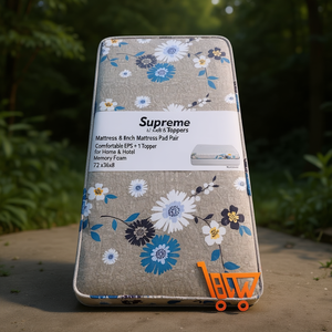 Supreme 8 Inch Mattress <b>Pad</b> Pair Comfortable EPS + 1PF Topper for Home & Hotel Memory Foam 72x36x8 Inch - Product Image 3