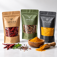 Sachet refermable personnalisé imprimé, finition mate, en Mylar avec fenêtre, résistant à l'humidité, pour emballage d'épices, OEM ODM