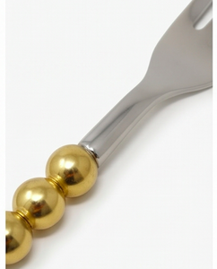 Fourchettes à dessert élégantes en acier inoxydable avec manche perlé doré – Vaisselle de fête style glamour, passe au lave-vaisselle - Product Image 2