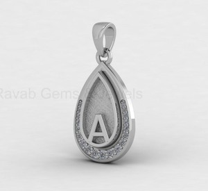 Designer 14K Gold Filled Pear Blank Bezel Charm Pendant with CZ Accent & Initial Letter for DIY <b>Keepsake</b> Resin Jewelry Findings - Product Image 3