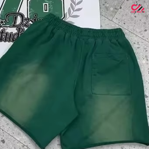 ชุดเสื้อยืดและกางเกงขาสั้นลำลองผ้าฝ้ายสำหรับผู้ชาย สีเขียวขาว พิมพ์ลาย ชุดฤดูร้อน ระบายอากาศได้ดี ทรงหลวม - Product Image 4