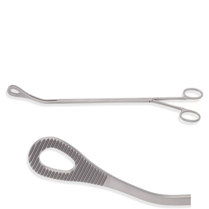 VATS Foerster Forceps Curved Left Oval Serrated Jaws 24cm Working length Overall Length 34cm 12mm Jaw 7mm Shaft -ZETOMEDPRO - Product Image 1