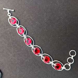 Beautiful <b>Red</b> Garnet Statement <b>Bracelet</b> 925 Sterling Silver Handmade Jewelry Gift For Women Birthday Luxury - Product Image 3