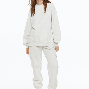 Pantalon de survêtement ample taille haute en molleton uni avec logo personnalisé pour femme - Product Image 2