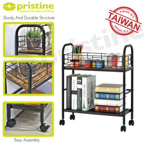 Vente de rangement du vendredi noir eBay vente en gros Taiwan fabricant de meubles articles ménagers DIY MIT 2 niveaux chariot de rangement de service mince - Product Image 6