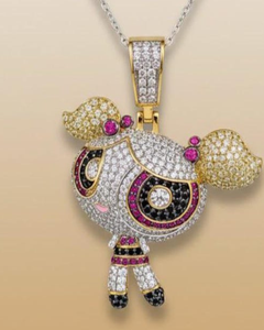 Pendentif Personnage de Dessin Animé Bulles Bicolore Plaqué Or, Bijoux Hip Hop en Argent Sterling 925 avec Diamants Moissanite VVS Iced Out - Product Image 1