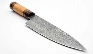 Cuchillo de Chef Japonés de Acero de Damasco Hecho a Mano con Mango de Madera, Utensilio de Cocina - Product Image 2