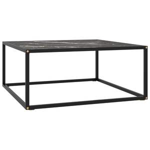 Mesa de centro de vidrio templado negro medio y acero con recubrimiento en polvo - Product Image 1