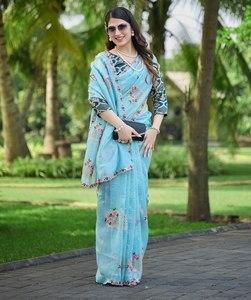 Indian Bollywood Best Selling Glamorous Fancy Ethnic Wear Look <b>Saree</b> Most Trendy Export <b>Sexy</b> Blouse Sari Boutique - Product Image 2