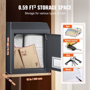 ตู้เก็บกุญแจโลหะแข็งแรงพร้อมกุญแจรหัสแบบติดผนัง 12 ช่อง สีเทาชาร์โคล จัดเก็บจดหมายและกุญแจได้อย่างปลอดภัย - Product Image 5