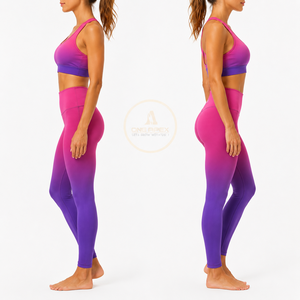 Conjunto de yoga ombré para mujer: leggings de cintura alta con bolsillos y sujetador deportivo de espalda cruzada para fitness y gimnasio - Product Image 3