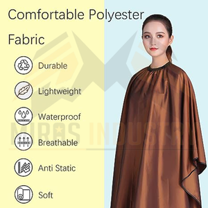 Cape de coiffure unisexe en polyester noir et blanc, résistante à l'eau, uniforme de travail - Product Image 3