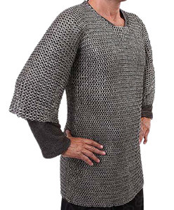 Camisa de malla de acero dulce medieval de media manga, armadura de caballero hecha a mano con anillos planos remachados de 0,9 mm para disfraz de recreación histórica - Product Image 2