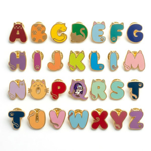 Custom metal alphabet enamel pins in cute <b>letter</b> badges style - Product Image 2