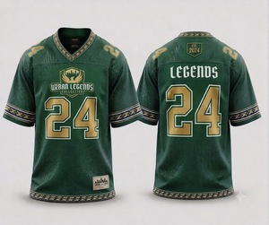 เสื้อฟุตบอลตาข่ายแบบกำหนดเอง Urban Legends สีเขียวทอง หมายเลข 24 ชุดทีม ระบายอากาศได้ดี แห้งเร็ว ชุดกีฬา ขายส่งจากโรงงาน - Product Image 1