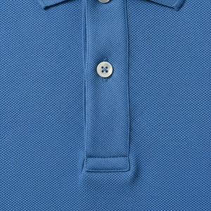 Men's Solid <b>Blue</b> Short Sleeve Pique <b>Polo</b> <b>Shirt</b> Regular Fit Casual Style Knitted Fabric - Product Image 3