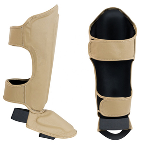 Protections de tibia et coussinets d'entraînement Muay Thai en cuir et PU avec protection de base pour MMA et boxe, ajustement universel - Product Image 4