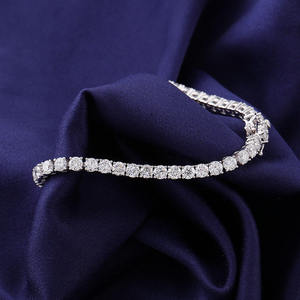 Luxury Round Tennis <b>Chain</b> White Gold Finish Moissanite Necklace for Men Women <b>Iced</b> <b>Out</b> Hip Hop Jewelry Statement Piece - Product Image 1