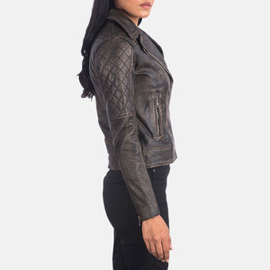 Veste en cuir minimaliste pour femme avec fermeture éclair discrète, veste en cuir courte contemporaine pour un style au quotidien - Product Image 6