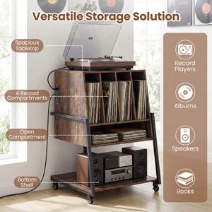 Supporto Girevole su Ruote con Prese di Corrente per Giradischi e Strumenti Musicali - Product Image 6