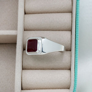 Wholesale 925 Sterling <b>Silver</b> Natural Ruby <b>Emerald</b> Cut <b>Ring</b> for Men Women Bezel set <b>Ring</b> Natural Red Gemstone Handmade Jewelry - Product Image 3