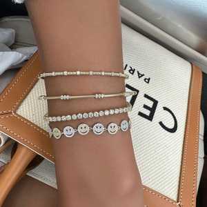 Diamond Station Flexible Bangles 14K 18K Solid Gold Round Lab Grown Push Clasp Dainty Minimalist Stacking Jewelry <b>Cuff</b> <b>Bracelets</b> - Product Image 6