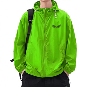 <b>Red</b> <b>Hooded</b> Windproof Casual Men's <b>Jacket</b> With Embroidery Logo Zipper Front Loose Fit Spring Outdoor Wear - Product Image 4